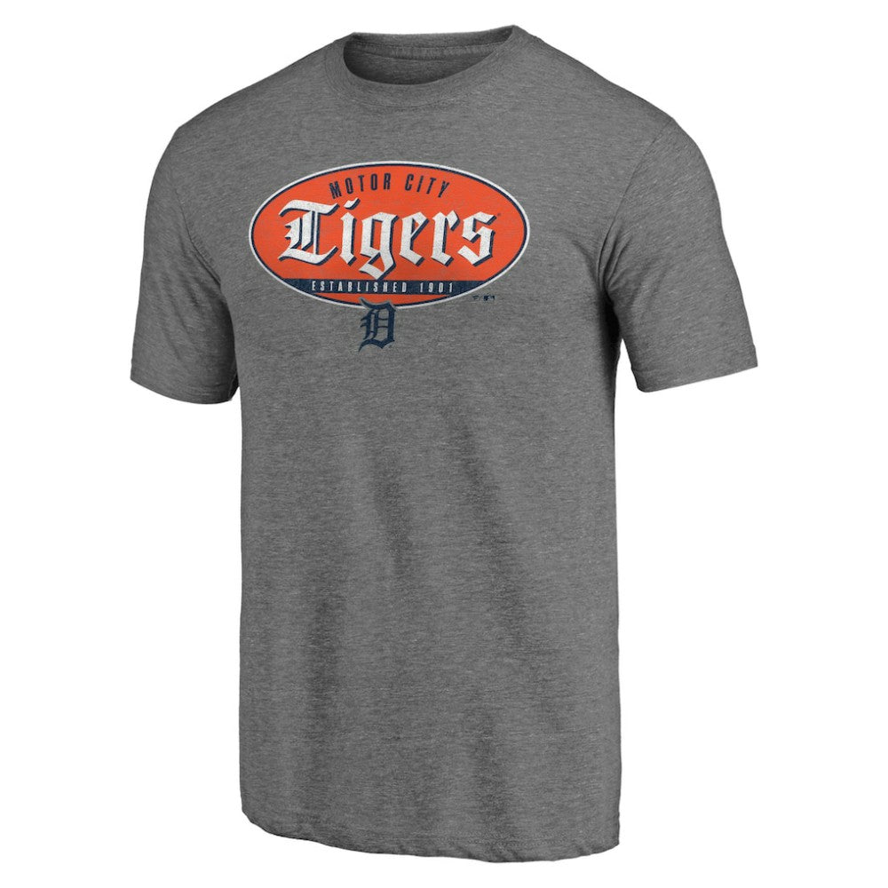 Detroit Tigers Hometown Collection Oil Can Tri-Blend T-Shirt - Heather Gray - MLB Discount