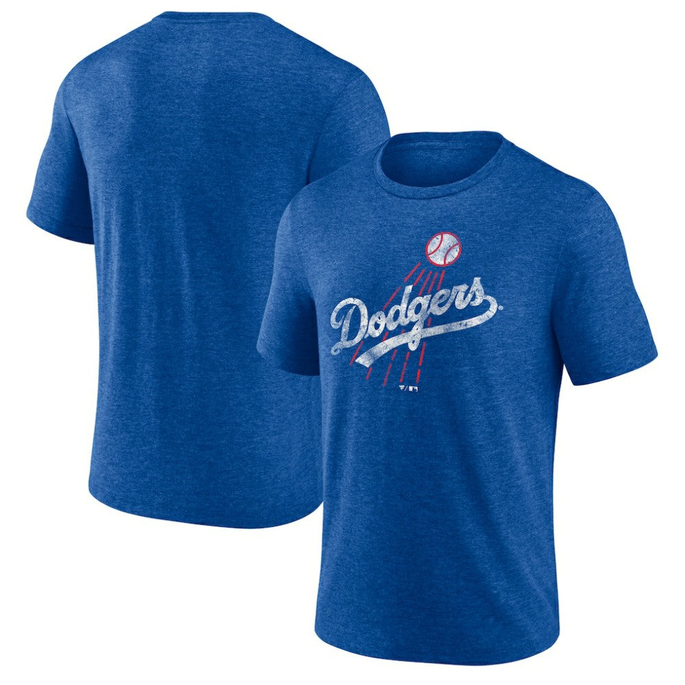 Los Angeles Dodgers Cooperstown Collection Throwback Logo Tri-Blend T-Shirt - Heather Royal - MLB on Sale