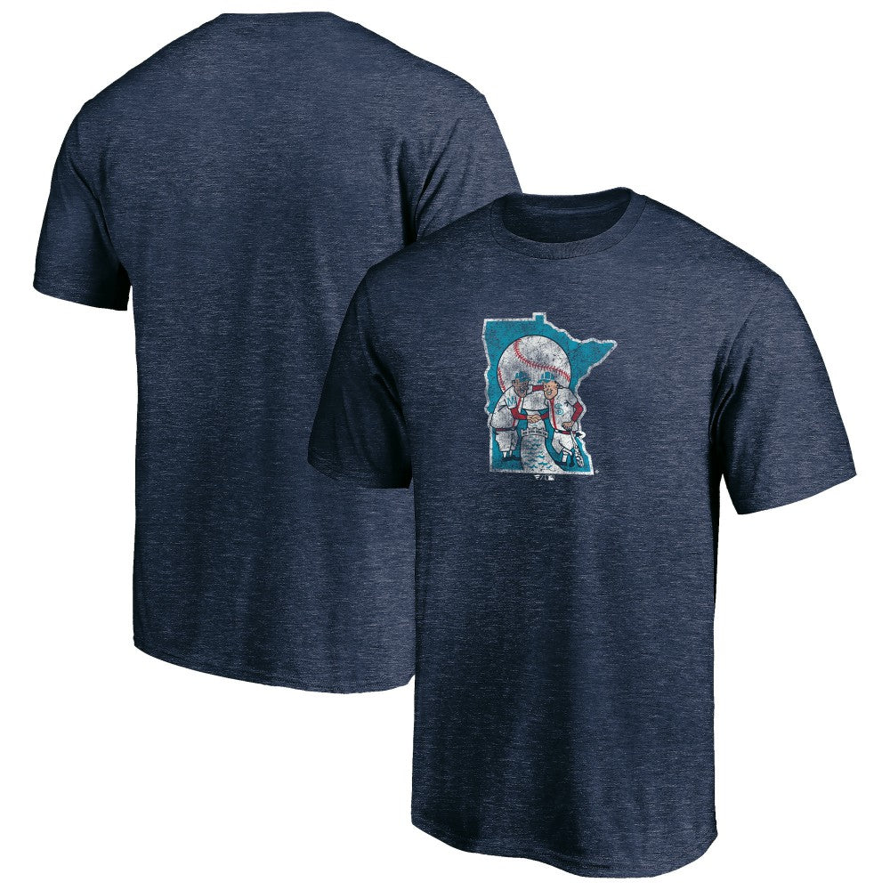 Minnesota Twins Cooperstown Collection Throwback Logo Tri-Blend T-Shirt - Heather Navy - MLB Lifestyle