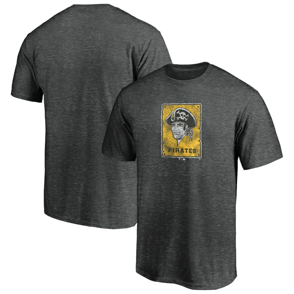 Pittsburgh Pirates Cooperstown Collection Throwback Logo Tri-Blend T-Shirt - Heather Charcoal - MLB Lifestyle