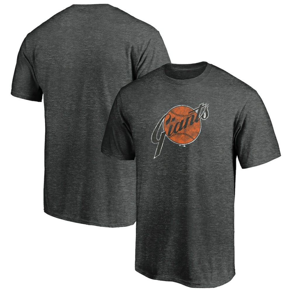 San Francisco Giants Cooperstown Collection Throwback Logo Tri-Blend T-Shirt - Heather Charcoal - MLB Sale