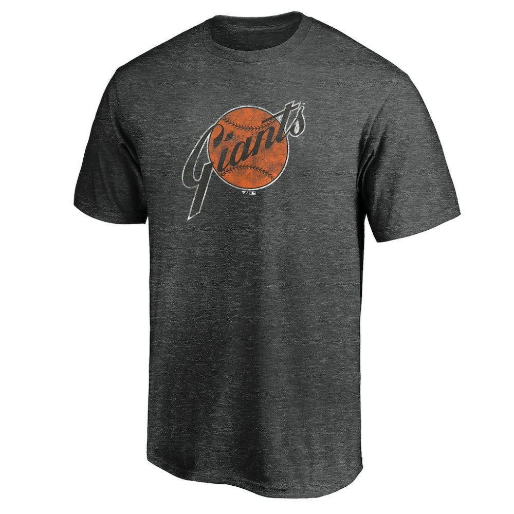 San Francisco Giants Cooperstown Collection Throwback Logo Tri-Blend T-Shirt - Heather Charcoal - MLB Sale