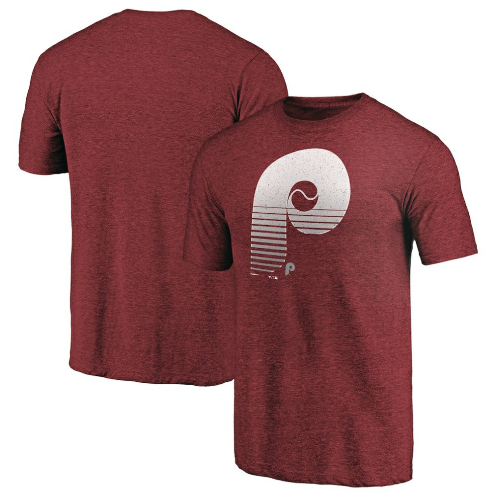 Philadelphia Phillies Cooperstown Collection Logo Tri-Blend T-Shirt - Burgundy - MLB Lifestyle