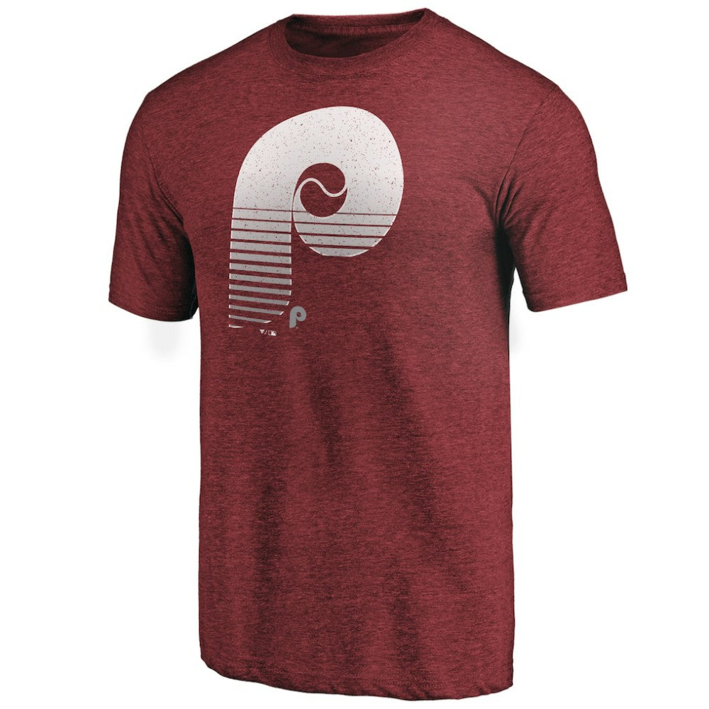 Philadelphia Phillies Cooperstown Collection Logo Tri-Blend T-Shirt - Burgundy - MLB Lifestyle