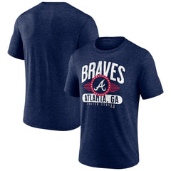 Atlanta Braves Badge of Honor Tri-Blend T-Shirt - Heather Navy - MLB Lifestyle