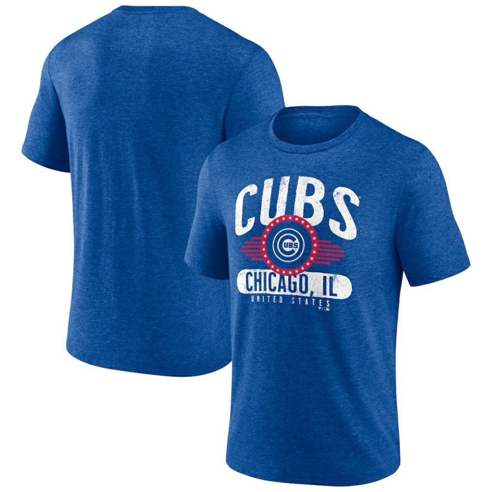 Chicago Cubs Badge of Honor Tri-Blend T-Shirt - Heather Royal - MLB on Sale