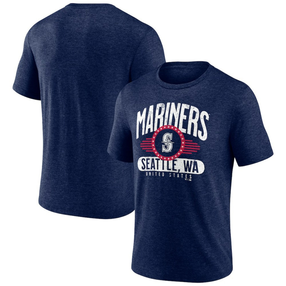 Seattle Mariners Badge of Honor Tri-Blend T-Shirt - Heather Navy - MLB Online
