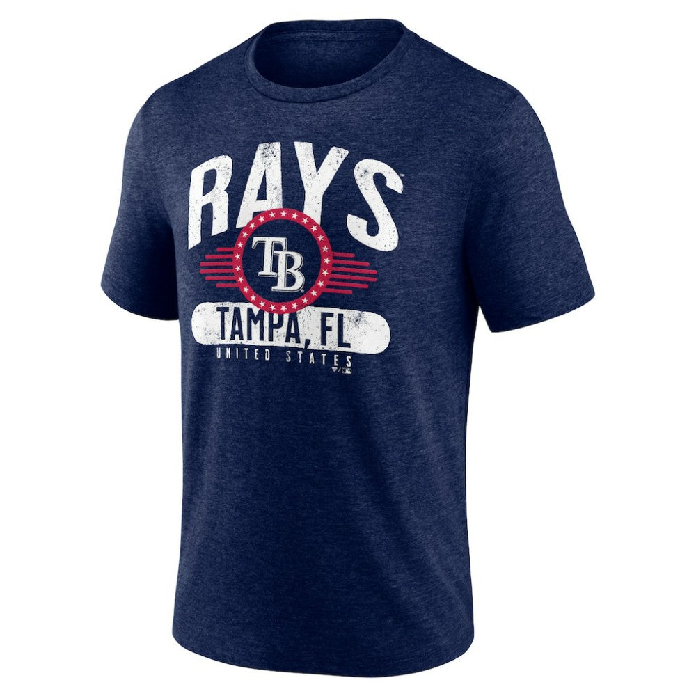Tampa Bay Rays Badge of Honor Tri-Blend T-Shirt - Heather Navy - MLB Sale