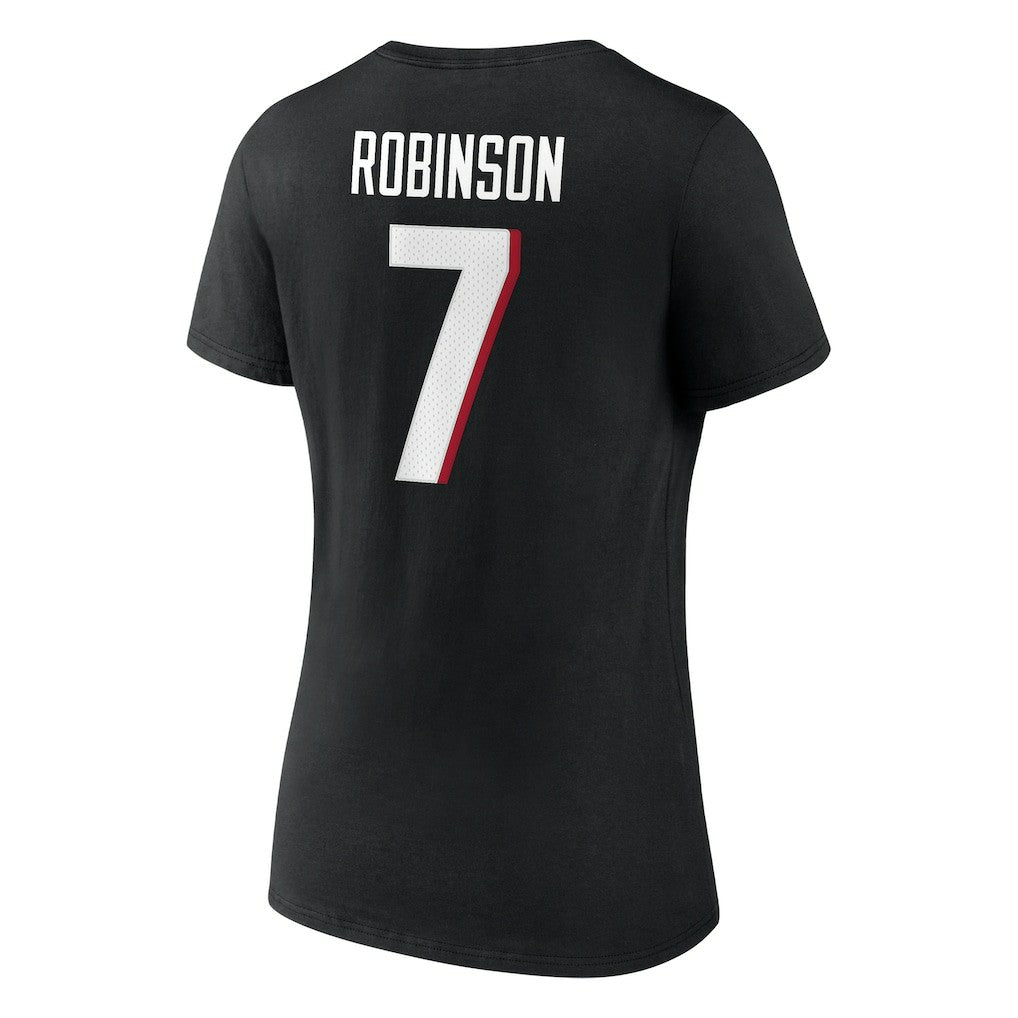 Fanatics Bijan Robinson Atlanta Falcons Women's Icon Name & Number V-Neck T-Shirt Black