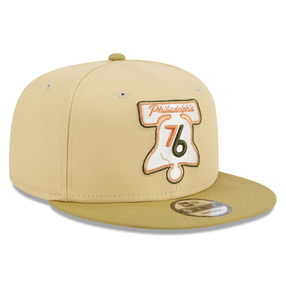 Philadelphia 76ers Green Collection Repreve 9FIFTY Snapback Hat Khaki/Tan | New Era for sale