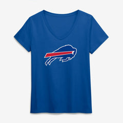 Buffalo Bills Logo Athletic Women's Primary Logo V-Neck T-Shirt Royal