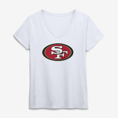 San Francisco 49ers Logo Athletic Women's Primary Logo V-Neck T-Shirt White
