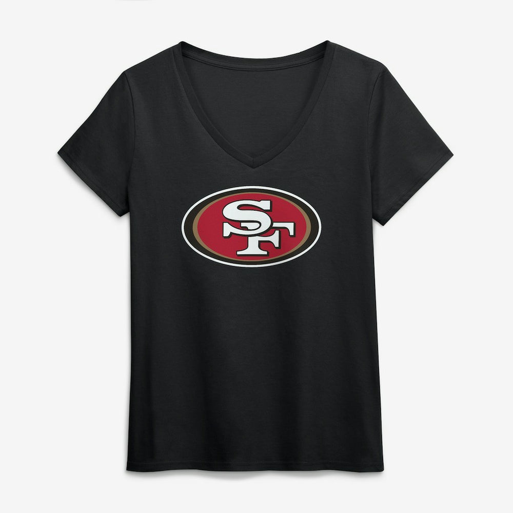 San Francisco 49ers Logo Athletic Women's Primary Logo V-Neck T-Shirt Black