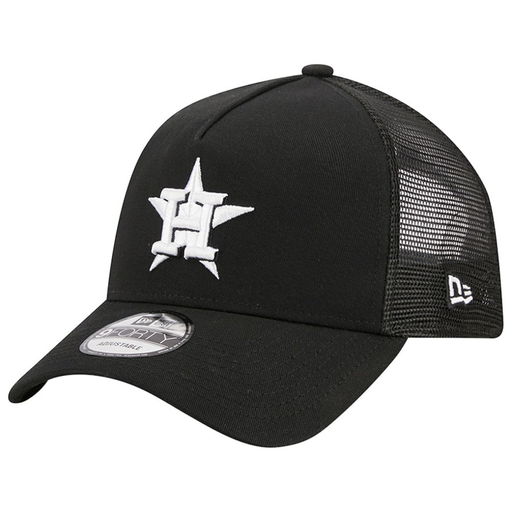 Houston Astros New Era A-Frame 9FORTY Trucker Adjustable Hat - Black - New Era Discount