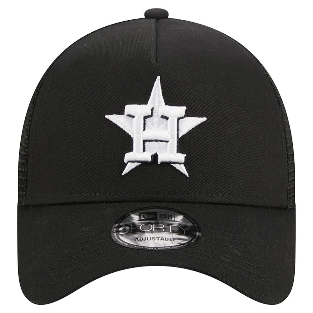 Houston Astros New Era A-Frame 9FORTY Trucker Adjustable Hat - Black - New Era Discount