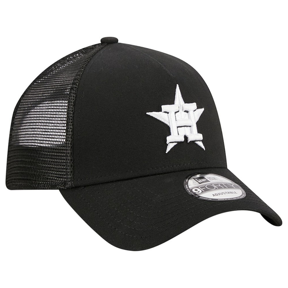 Houston Astros New Era A-Frame 9FORTY Trucker Adjustable Hat - Black - New Era Discount