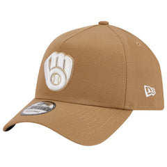 Milwaukee Brewers New Era A-Frame 9FORTY Adjustable Hat - Khaki - New Era on Sale