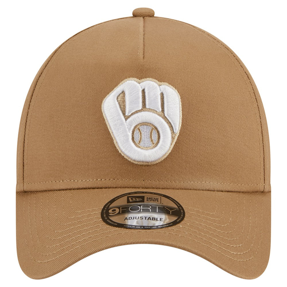 Milwaukee Brewers New Era A-Frame 9FORTY Adjustable Hat - Khaki - New Era on Sale