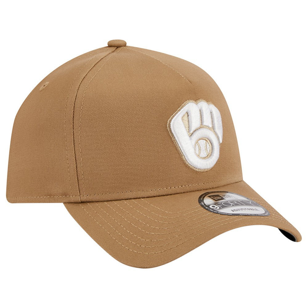 Milwaukee Brewers New Era A-Frame 9FORTY Adjustable Hat - Khaki - New Era on Sale
