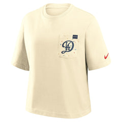 Los Angeles Dodgers Nike Women's City Connect Pocket Boxy T-Shirt - Cream - Nike Discount