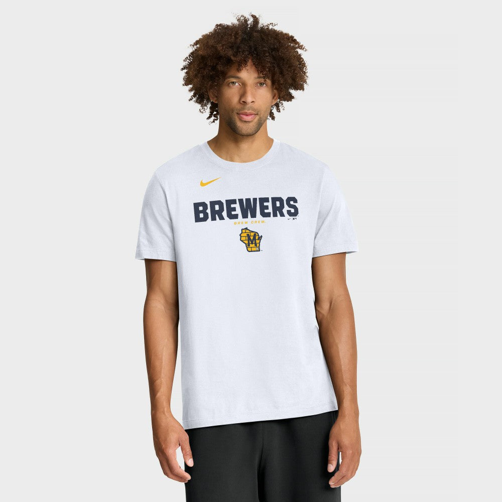 Milwaukee Brewers Nike Bold Team Name T-Shirt - White - Nike Lifestyle