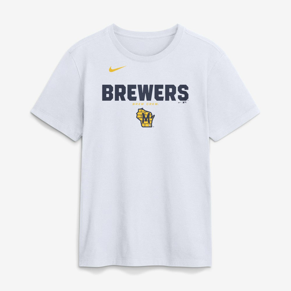 Milwaukee Brewers Nike Bold Team Name T-Shirt - White - Nike Lifestyle
