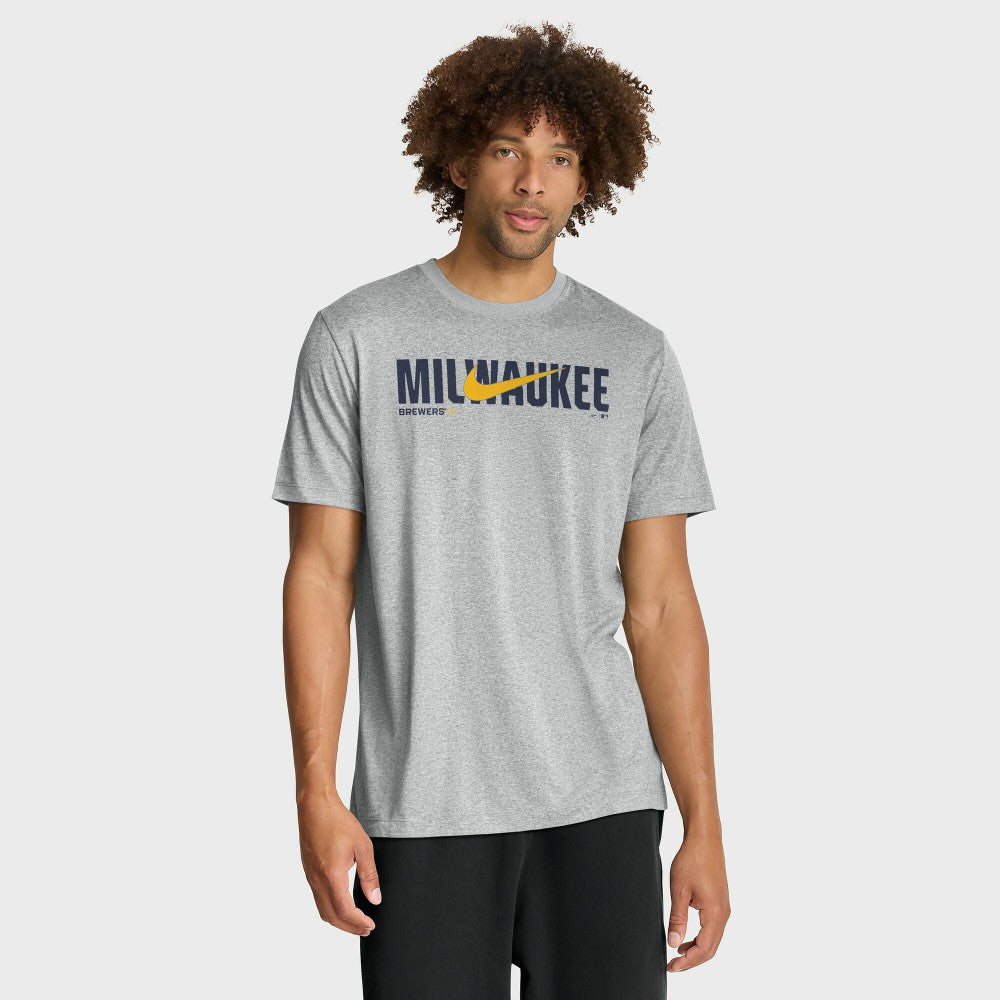 Milwaukee Brewers Nike Swoosh Legend Dri-FIT T-Shirt - Heather Gray - Nike Sale