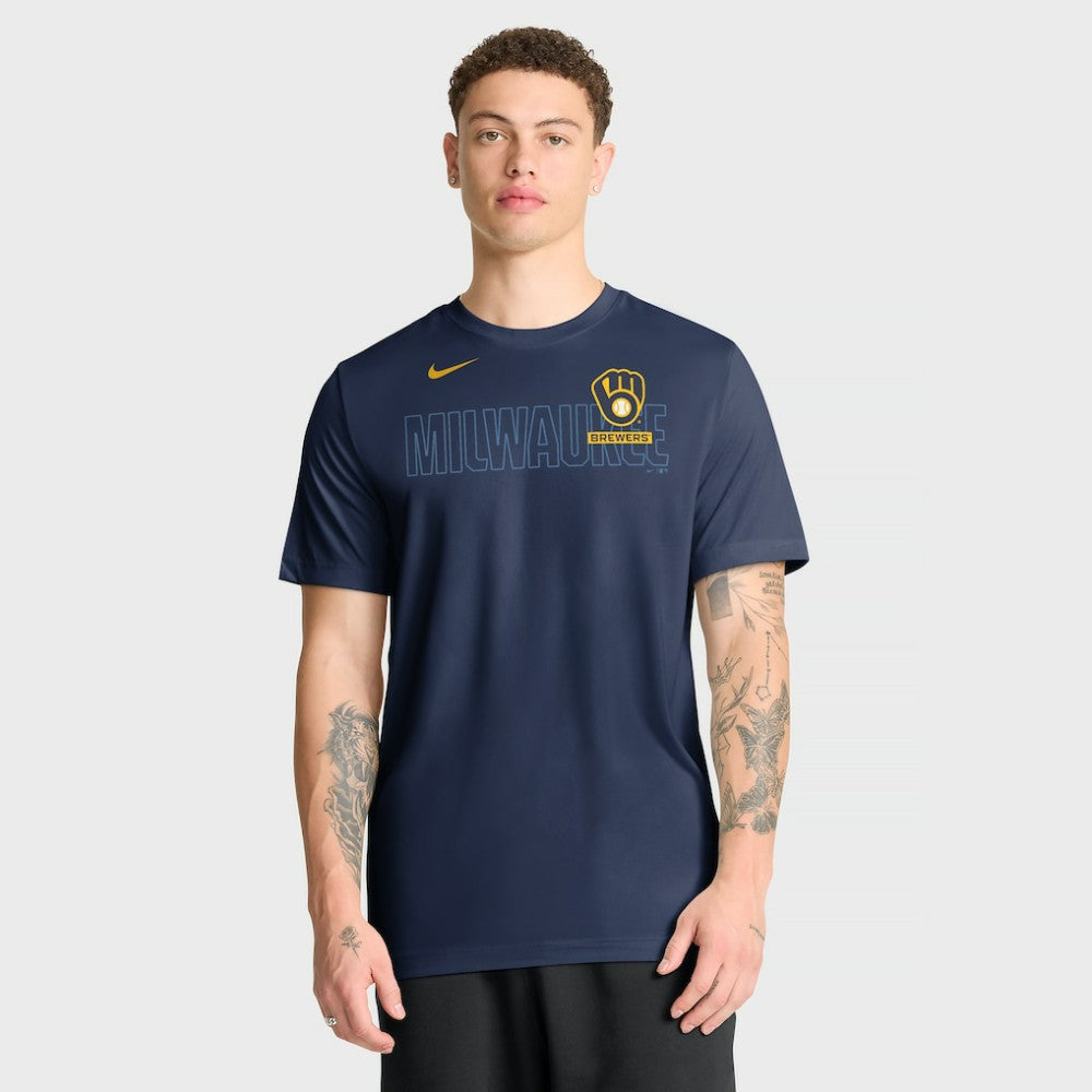 Milwaukee Brewers Nike Knockout Team Legend Dri-FIT T-Shirt - Navy - Nike Online