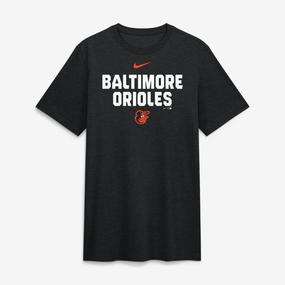 Baltimore Orioles Nike Stacked Tri-Blend T-Shirt - Heather Black - Nike Lifestyle
