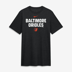 Baltimore Orioles Nike Stacked Tri-Blend T-Shirt - Heather Black - Nike Lifestyle