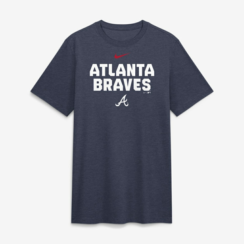 Atlanta Braves Nike Stacked Tri-Blend T-Shirt - Heather Navy - Nike on Sale