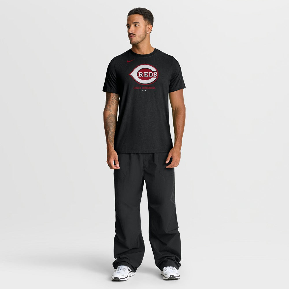 Cincinnati Reds Nike Tri-Blend Logo T-Shirt - Black - Nike on Sale