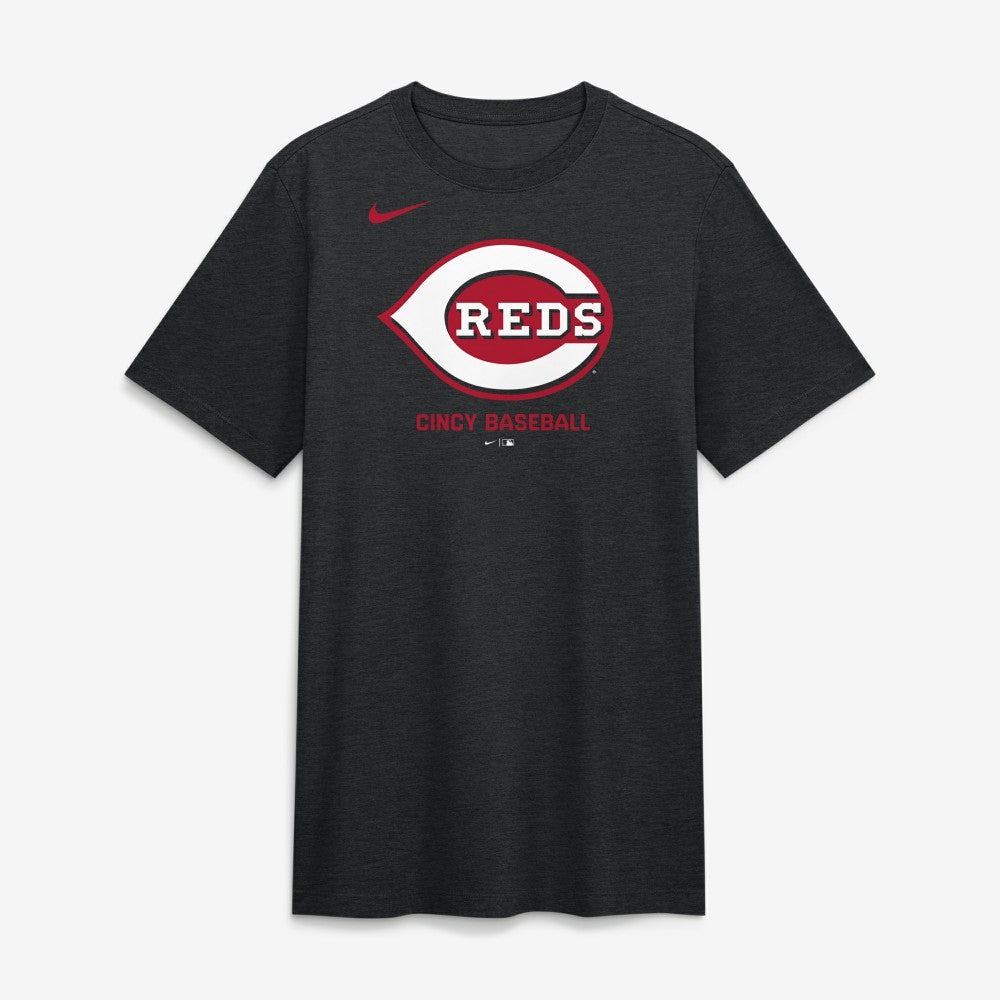 Cincinnati Reds Nike Tri-Blend Logo T-Shirt - Black - Nike on Sale