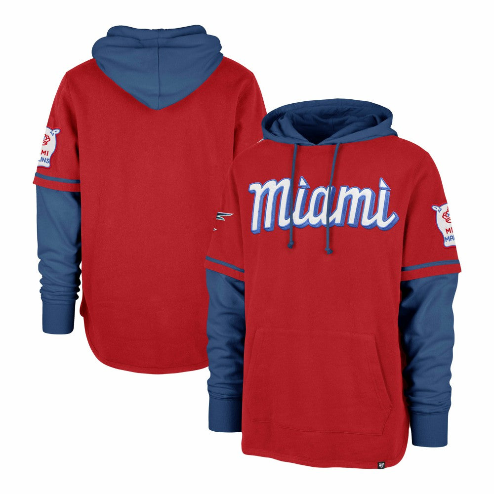 Miami Marlins '47 City Connect Trifecta Shortstop Pullover Hoodie - Red - 47 brand Sale