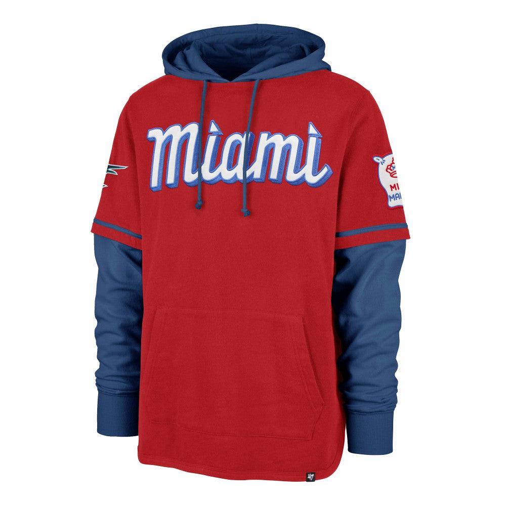 Miami Marlins '47 City Connect Trifecta Shortstop Pullover Hoodie - Red - 47 brand Sale