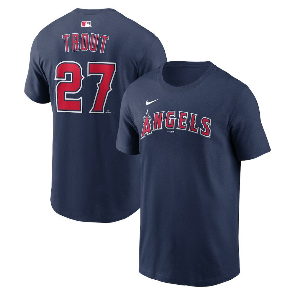 Mike Trout Los Angeles Angels Nike Name & Number T-Shirt - Navy - Nike on Sale