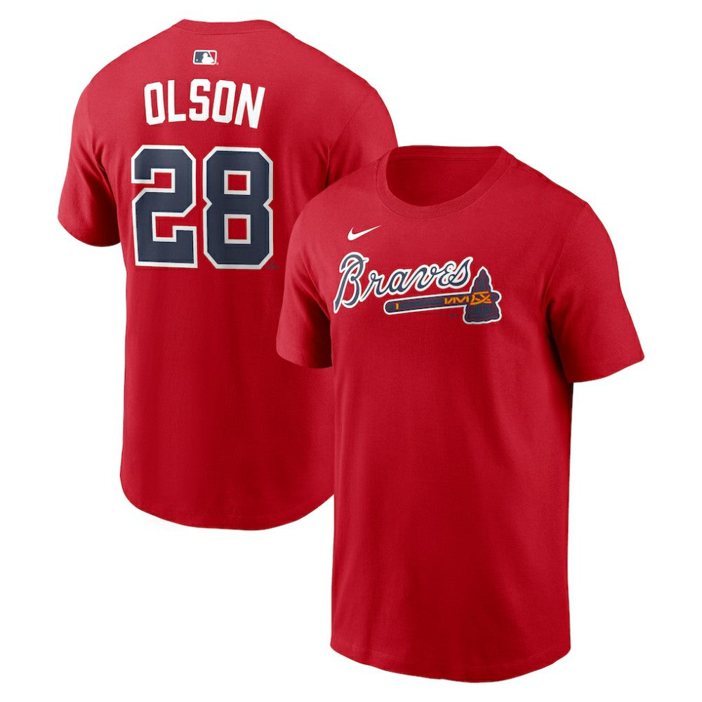 Matt Olson Atlanta Braves Nike Home Name & Number T-Shirt - Red - Nike on Sale