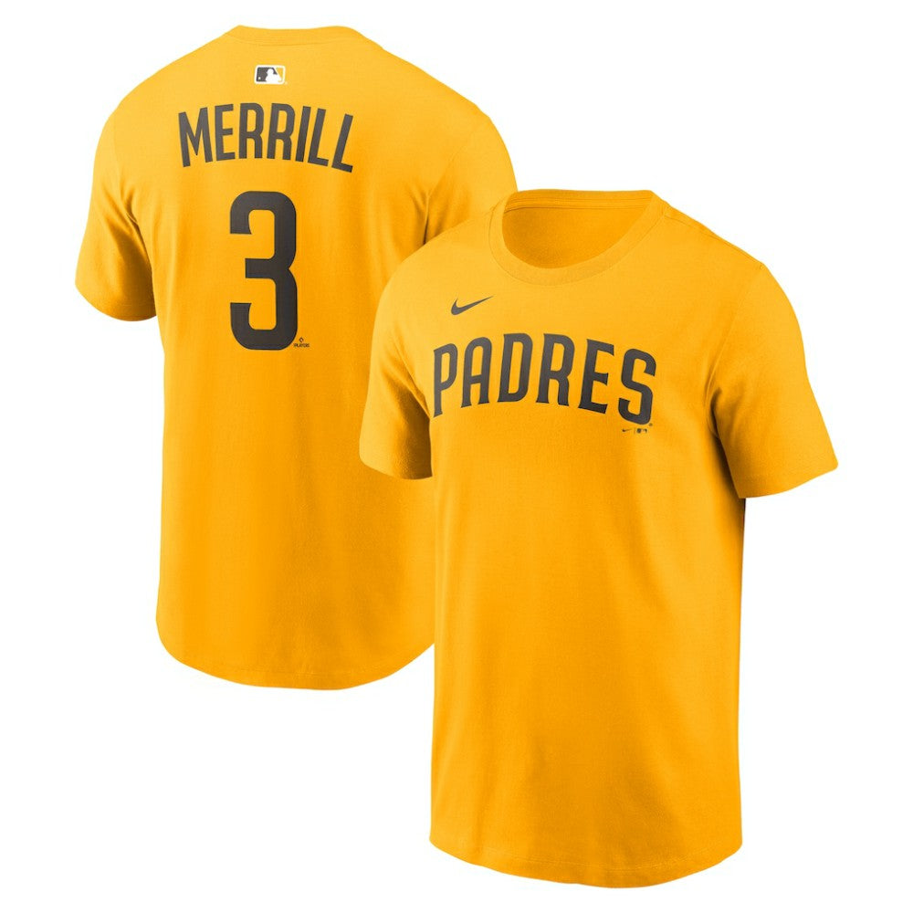 Jackson Merrill San Diego Padres Nike Name & Number T-Shirt - Gold - Nike Online