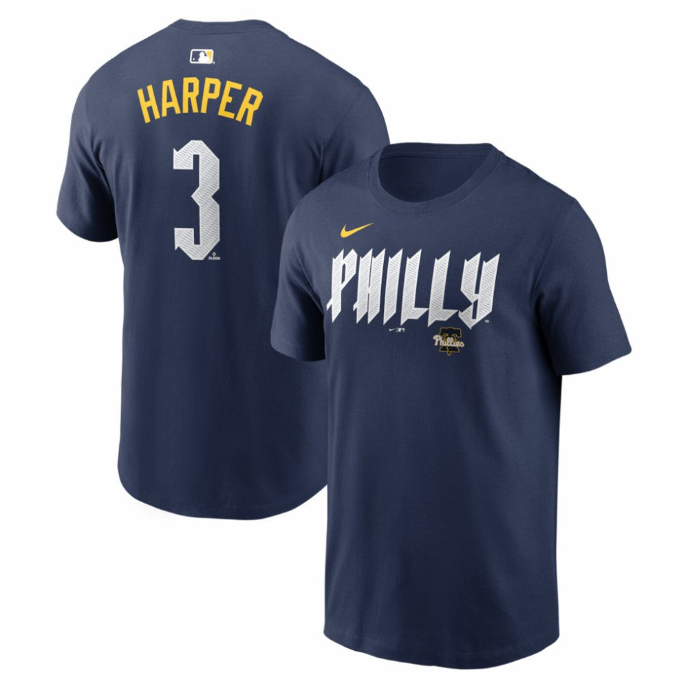 Bryce Harper Philadelphia Phillies Nike City Connect Name & Number T-Shirt - Navy - Nike Online