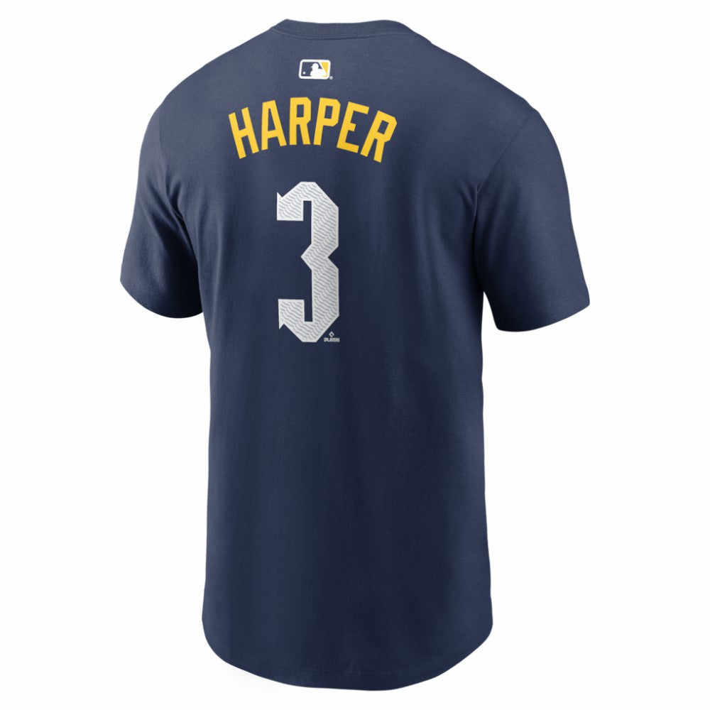 Bryce Harper Philadelphia Phillies Nike City Connect Name & Number T-Shirt - Navy - Nike Online