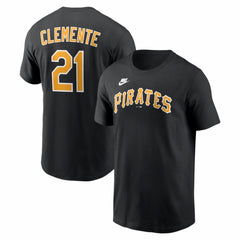 Roberto Clemente Pittsburgh Pirates Nike Cooperstown Collection Name & Number T-Shirt - Black - Nike Sale