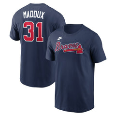 Greg Maddux Atlanta Braves Nike Cooperstown Collection Name & Number T-Shirt - Navy - Nike Discount