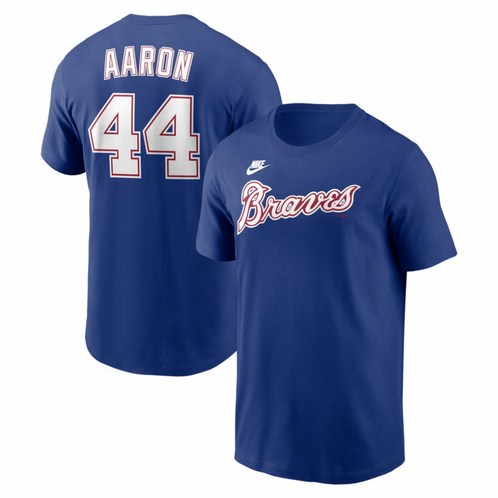 Hank Aaron Atlanta Braves Nike Cooperstown Collection Name & Number T-Shirt - Royal - Nike on Sale