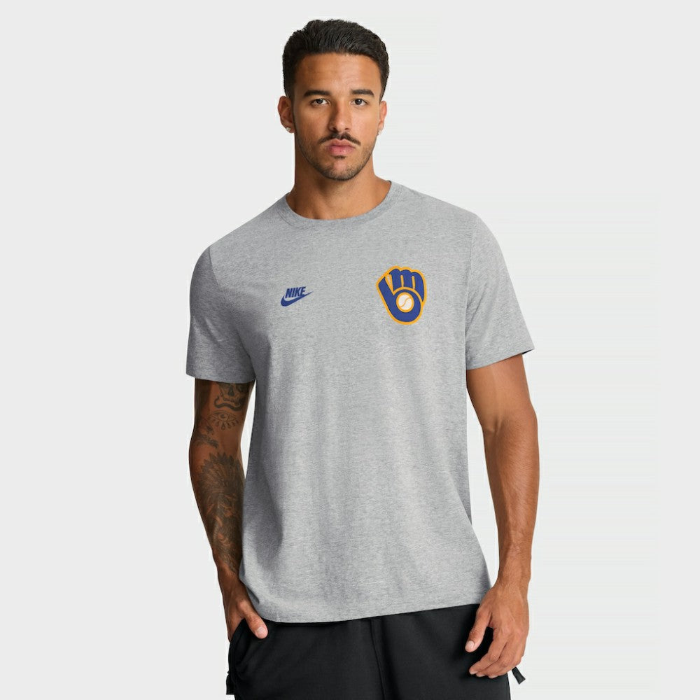 Milwaukee Brewers Nike Cooperstown 2-Hit T-Shirt - Heather Gray - Nike Discount