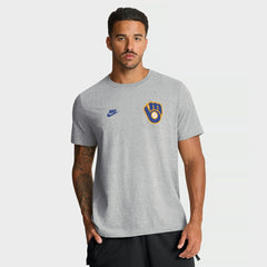 Milwaukee Brewers Nike Cooperstown 2-Hit T-Shirt - Heather Gray - Nike Discount