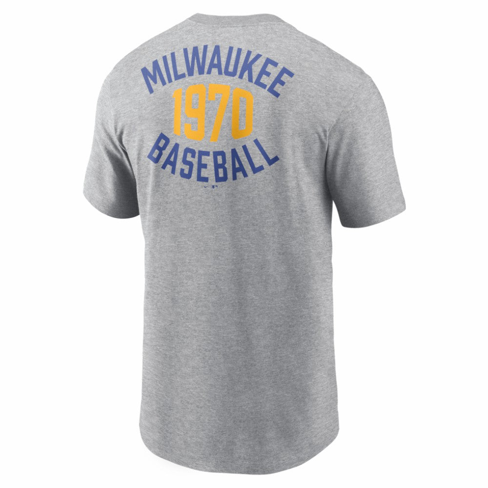 Milwaukee Brewers Nike Cooperstown 2-Hit T-Shirt - Heather Gray - Nike Discount