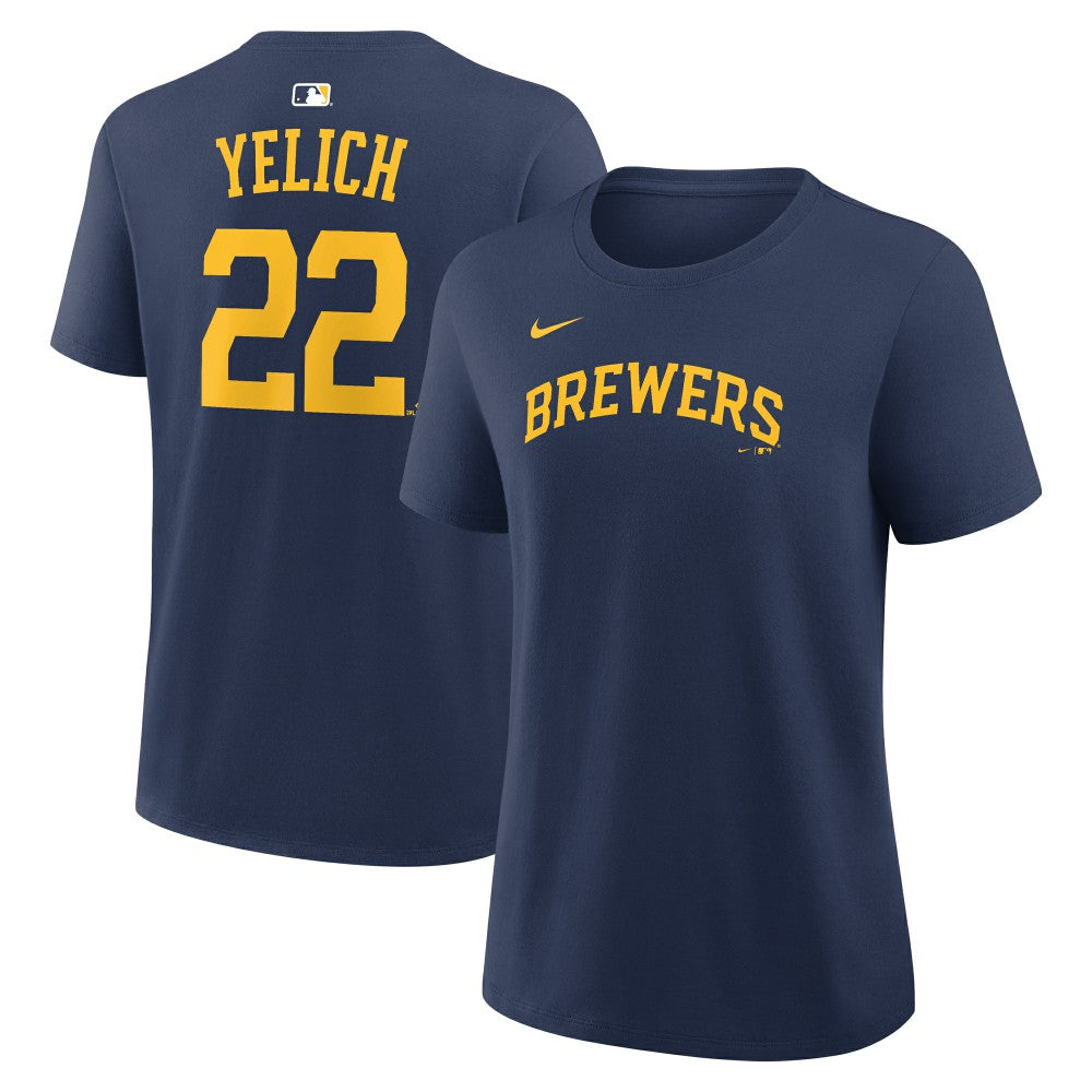 Christian Yelich Milwaukee Brewers Nike Women's Name & Number T-Shirt - Navy - Nike Discount