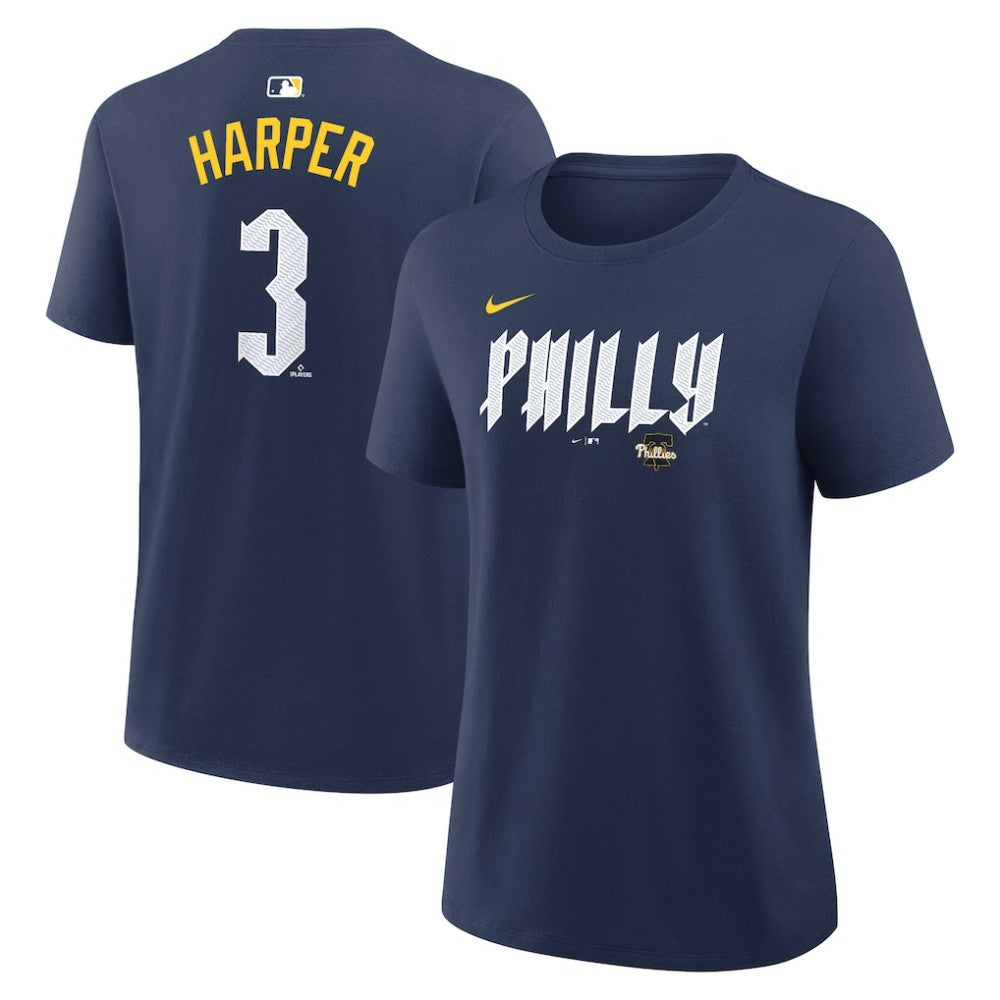 Bryce Harper Philadelphia Phillies Nike Women's City Connect Name & Number T-Shirt - Navy - Nike on Sale