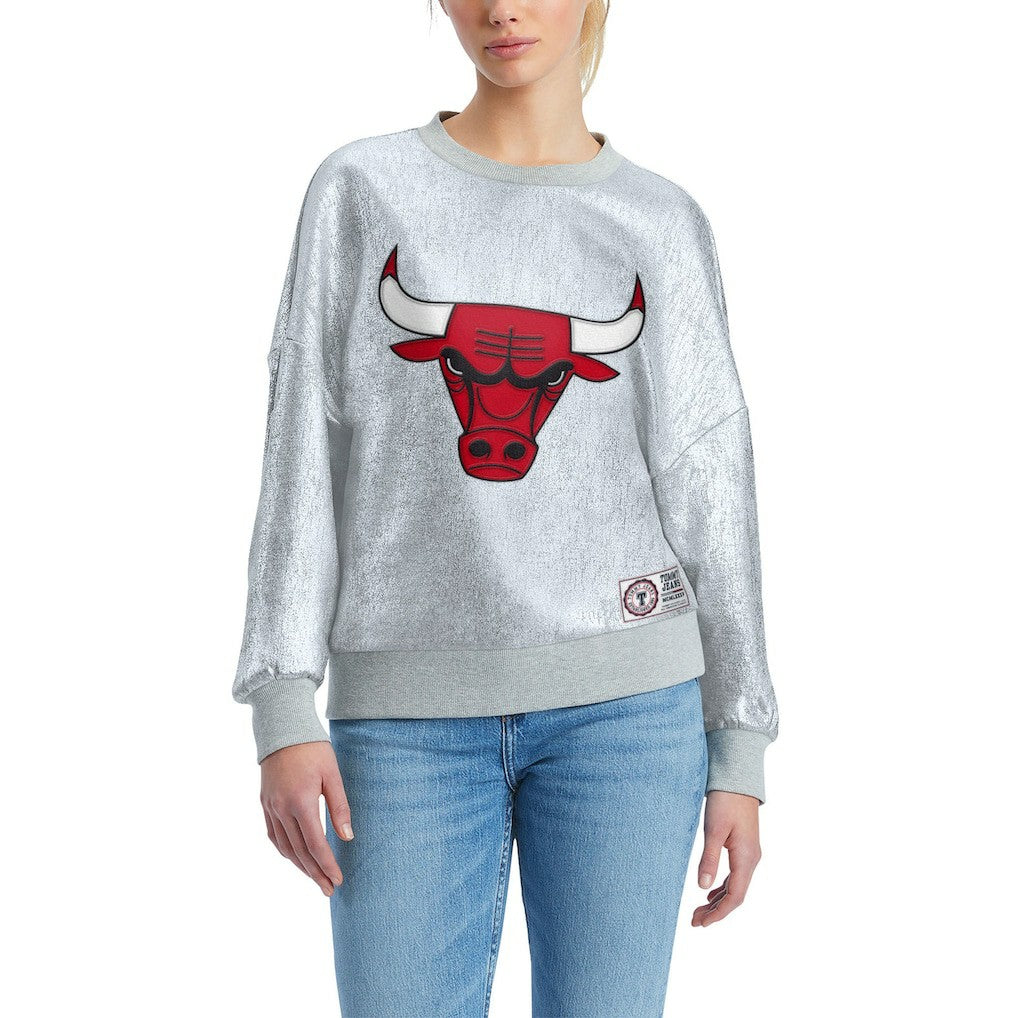 Chicago Bulls Tommy Jeans Women's Tracy Pullover Sweatshirt Silver