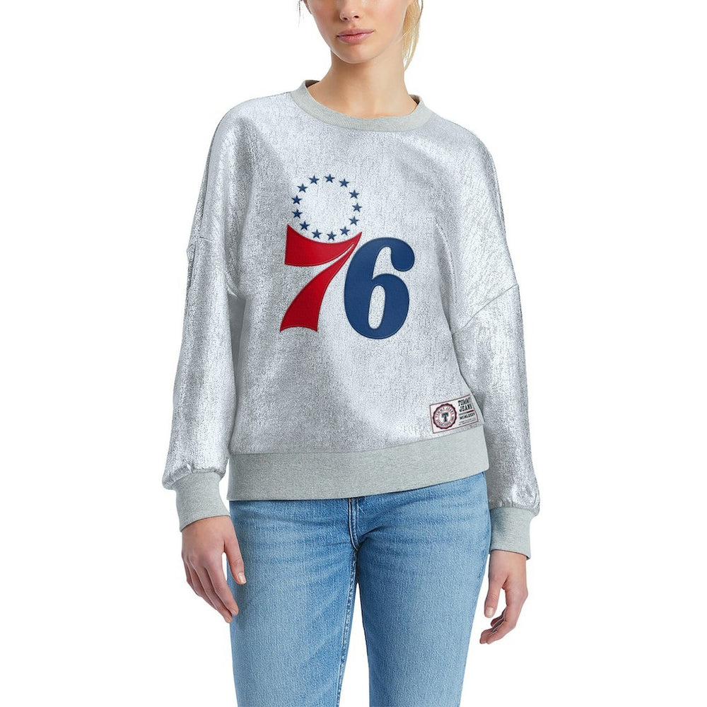 Philadelphia 76ers Tommy Jeans Women's Tracy Pullover Sweatshirt Silver